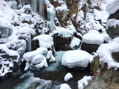 川俣温泉地区の冬の風景